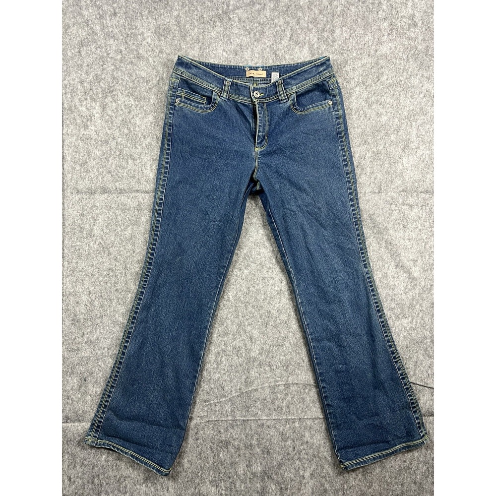 IE Relaxed Jeans Womens 12 Dark Wash Bootcut Mid Rise Denim Blue Comfort